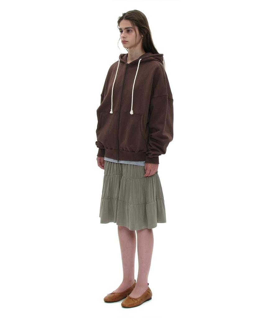 Partimento Woman Pwc Jersey Shirred Tiered Midi Skirt_Light Khaki