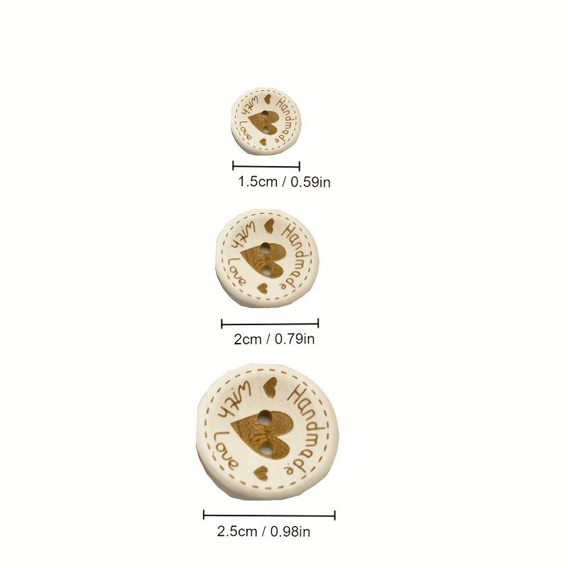 50pcs Heart Wood Buttons Sewing Scrapbooking Gift Handwork Home Clothing Decor Wooden Decorative Handmade 15mm/20mm/25mm
