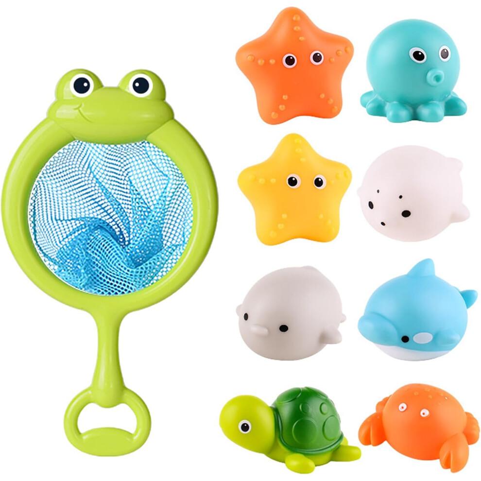 9pcs Educational Sea Creatures Bath Toys Set For Kids Ages 3-5 - Interactive Water Play, No Holes Design