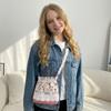 Floral Plaid Lace Shoulder Bags Cartoon Pattern Multicolor Drawstring Shoulder Bags Canvas Long Belt Crossbody Bag Daily Use