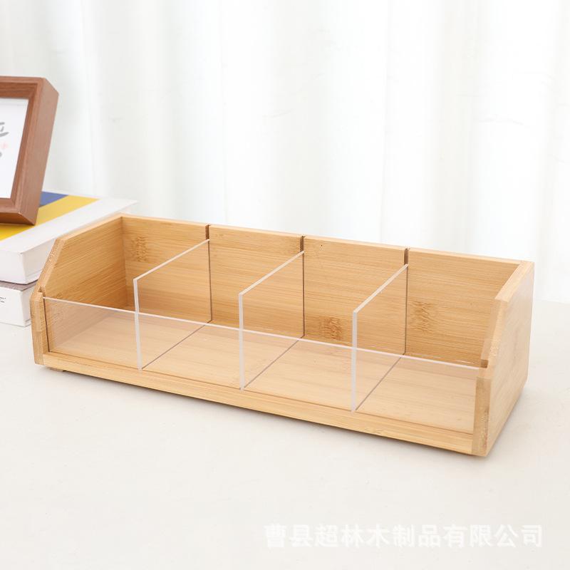 Bamboo Storage Box for Tea Bags Natural Wooden Organizer Box Household Supplies Kitchen Desktop Storage Eco-friendly Home Office