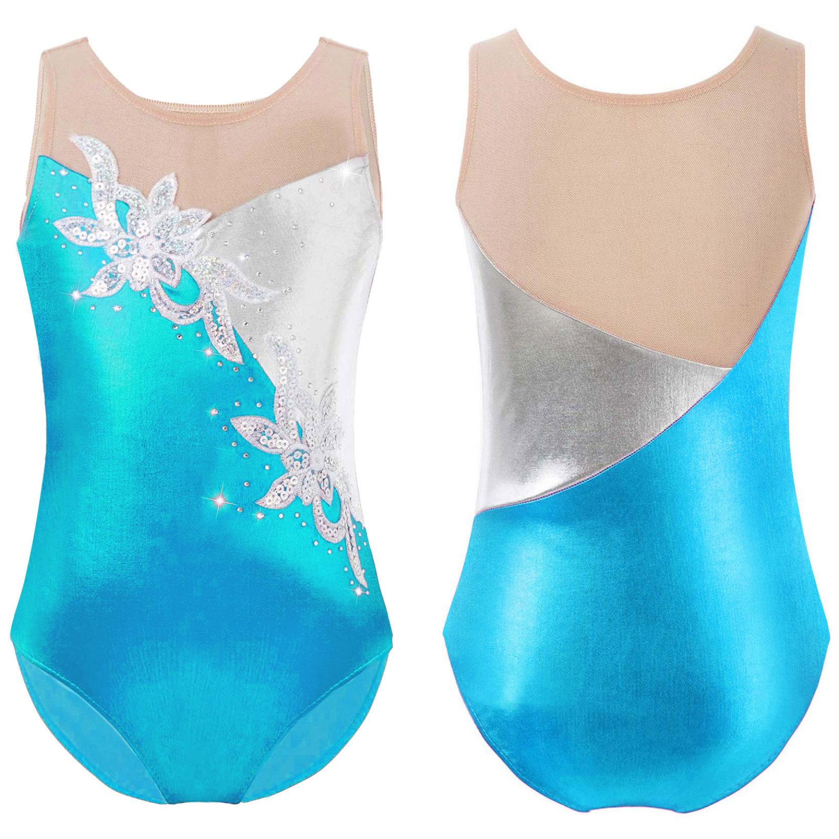 

Детский сетчатый комбинезон без рукавов для девочек с круглым вырезом в стиле пэчворк, танцевальный трико для балета, тренировочная одежда для танцев 14-16 Years