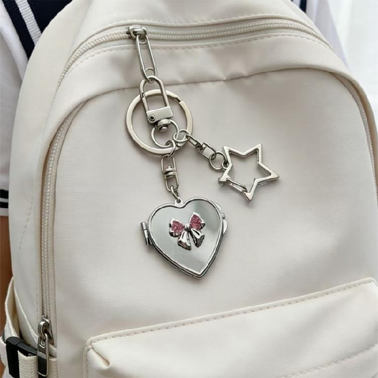 Lovely Butterfly Heart Mirror Keychain Perfect For Keys Bags And Earphones Trendy Phone Ornament for Women