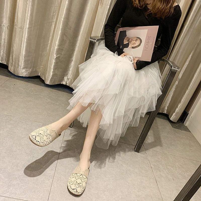 

Женские сетчатые дышащие полушлепанцы на плоской подошве - Коллекция Лето 2025 36