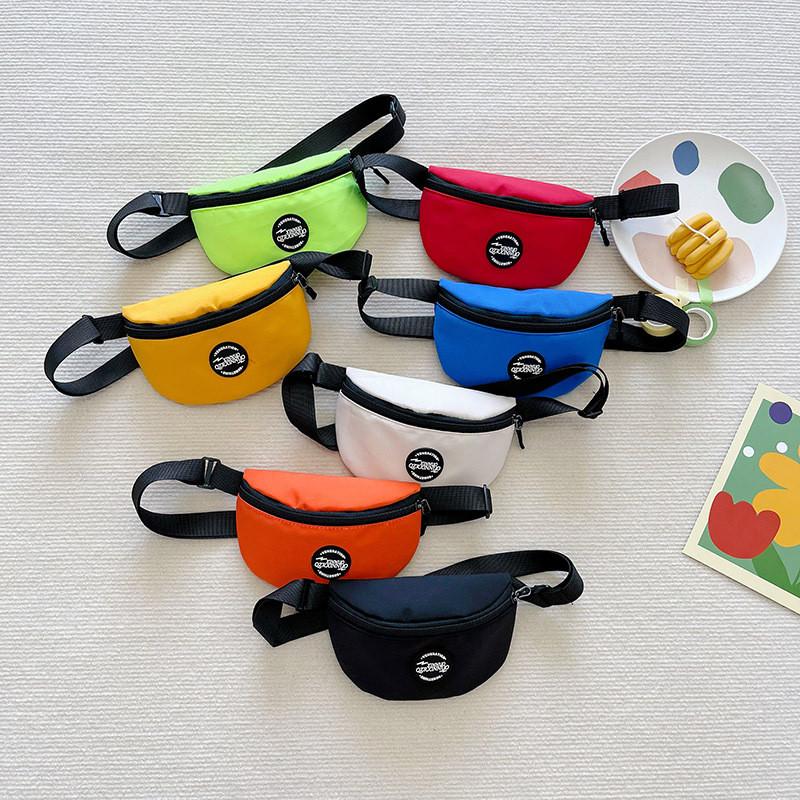 Children Nylon Stylish Waist Pack Simple Solid Color Letter Design For Boys And Girls