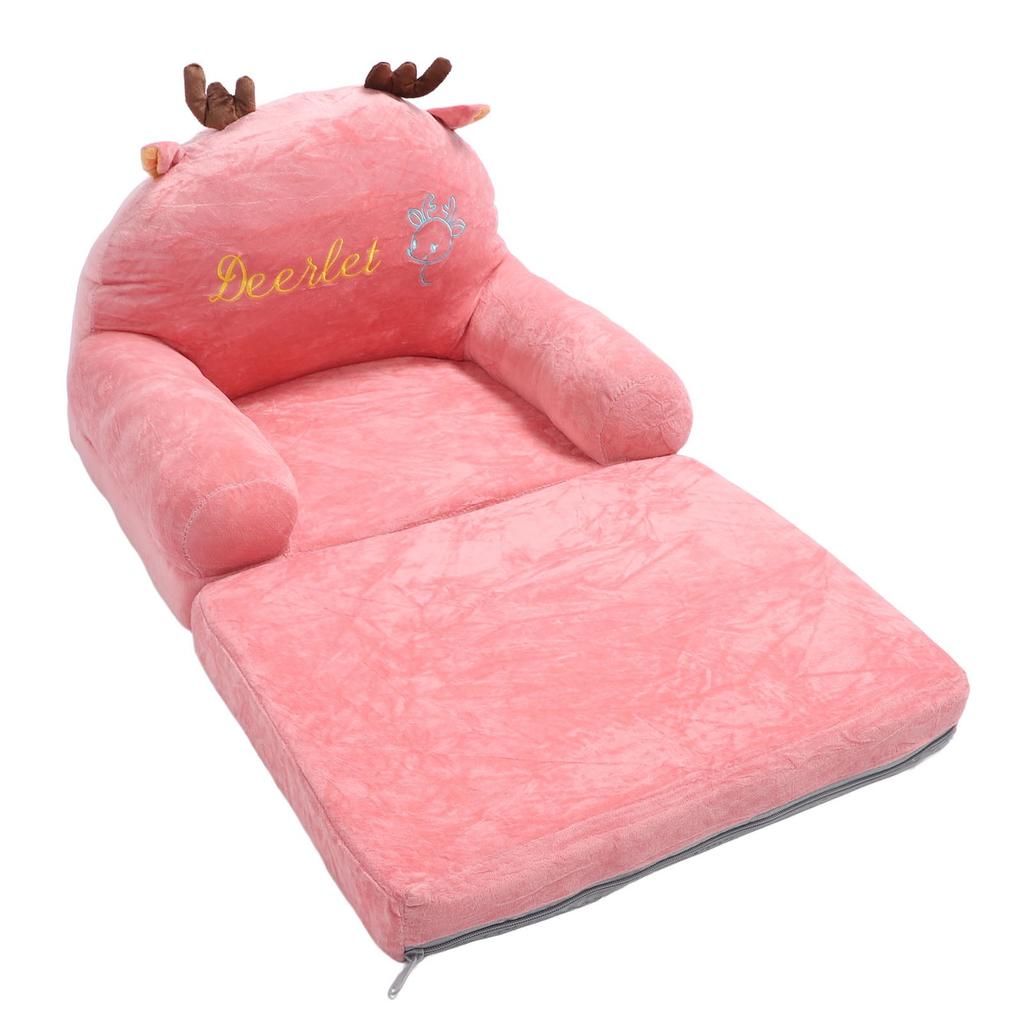 Foldable Sofa Cute Cartoon Shape Comfortable Multifunctional Kids Couch Fold Out for Home Kindergarten 2 Folds