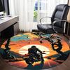 1PC Motorcycle Sunset Office Round Area Rug,  Mat Suitable ForOffice, Under Office Chairs Bedroom Living Room Home Decor, Room Deco