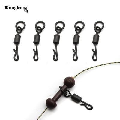 20 pièces émerillons à anneau flexible à changement rapide avec crochet à anneau taille 8 accessoires de pêche à la carpe QC Kwik émerillons Chod Ronnie plate-forme noir mat