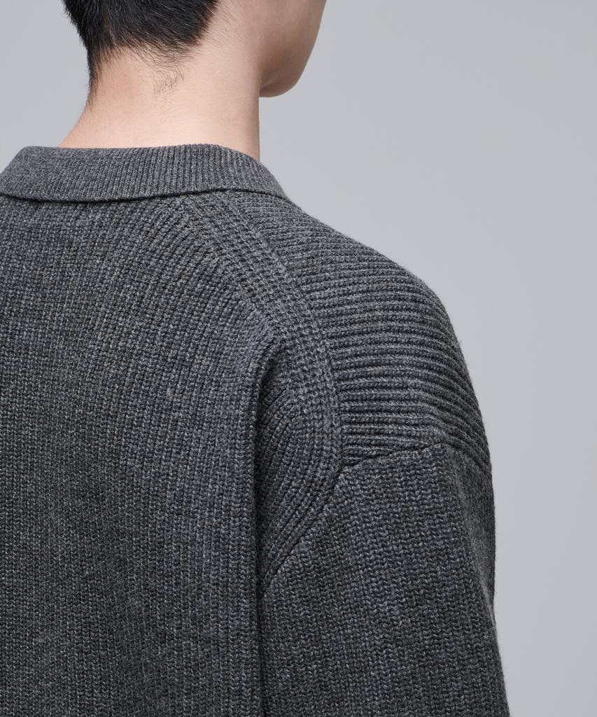 Musinsa Standard Oversized Ribbed Collared Cardigan [Medium Grey]