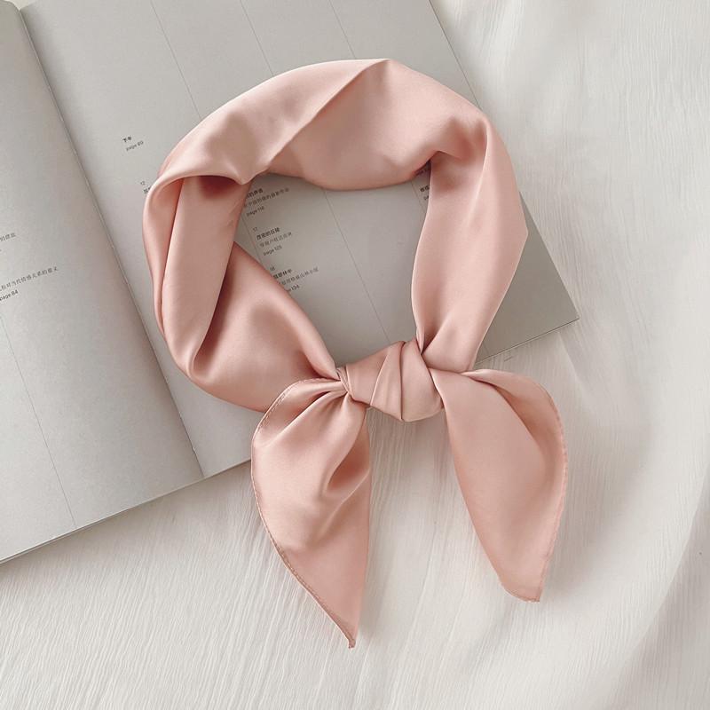Luxury Solid 70*70cm Silk Square Scarf Women Soft Satin Hairband Neckerchief Tie Female Headband Foulard Bag Ribbon Gift