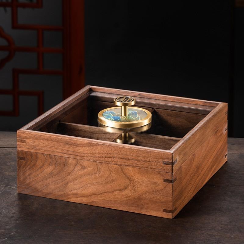 Walnut Wood Serving Tray Set With Compartmentalized Design Nuts Fruits Snacks Living Room Decor Modern Chinese Style