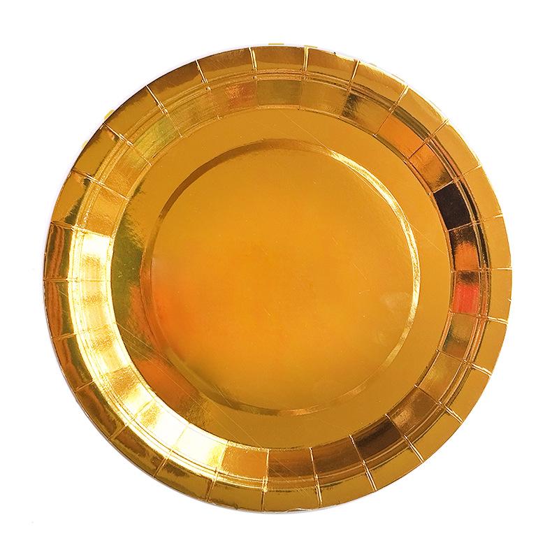 Gold Party Tableware Set: Rose Gold Plates, Cups, Straws, and Cake Dishes