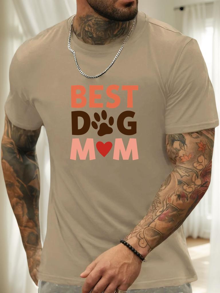 Short Sleeve TShirt BEST DOG MOM Mens 100 Cotton Pattern Printed Shirt Summer Round Neck Breathable Casual Fashion Cool Tee