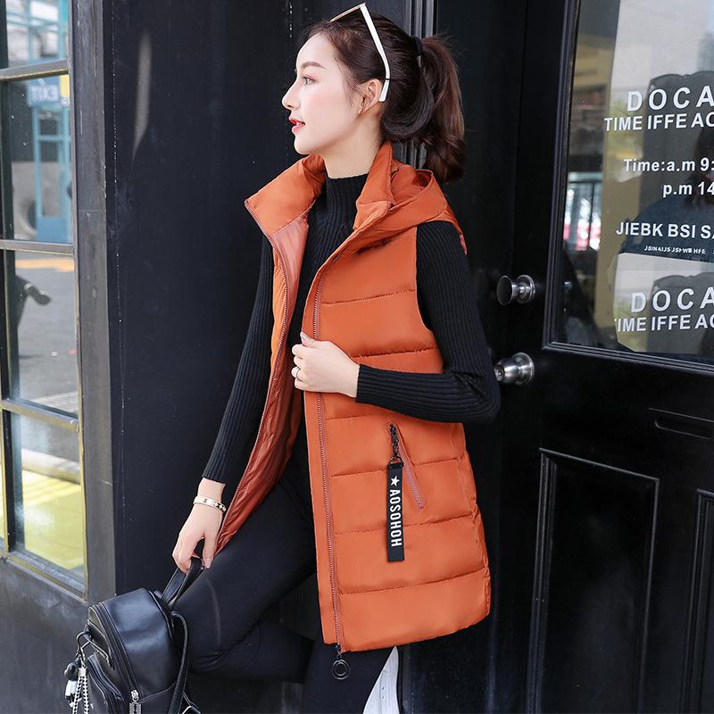 

Пуховая хлопковая куртка средней длины с капюшоном Зимний женский жилет Женская куртка Большого размера Теплое хлопковое пальто 3XL оранжевый