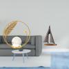 Crystal Ball Sailing Boat Sculpture Metal Figurine Desk Indoor Ornament Statue Stand Decorative Art