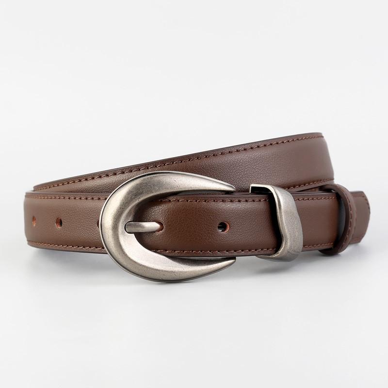 

Womens Genuine Leather Belt With Pin Buckle For Casual And Office Wear кавовий