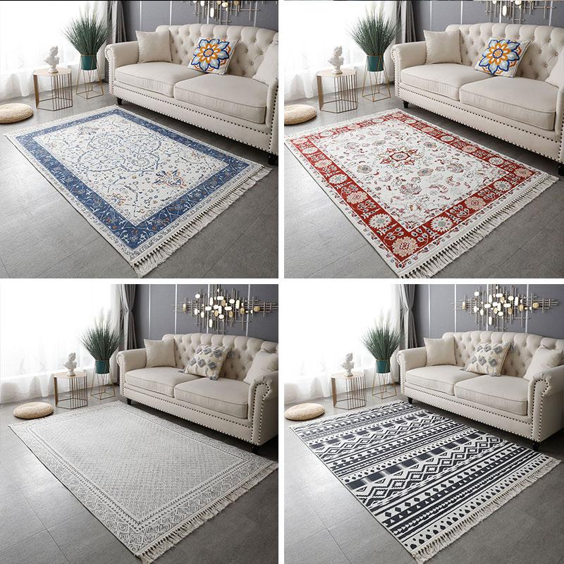 VIKAMA Moroccan Vintage Carpet Soft Living Room Coffee Table Blanket Home Decor Wash Bedroom Study Cloakroom Floor Mat Foldable