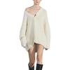 Zara Solid Color V-Neck Long Sleeve Cardigan Drop Shoulder Sweater Women sweater Beige 0797101-712