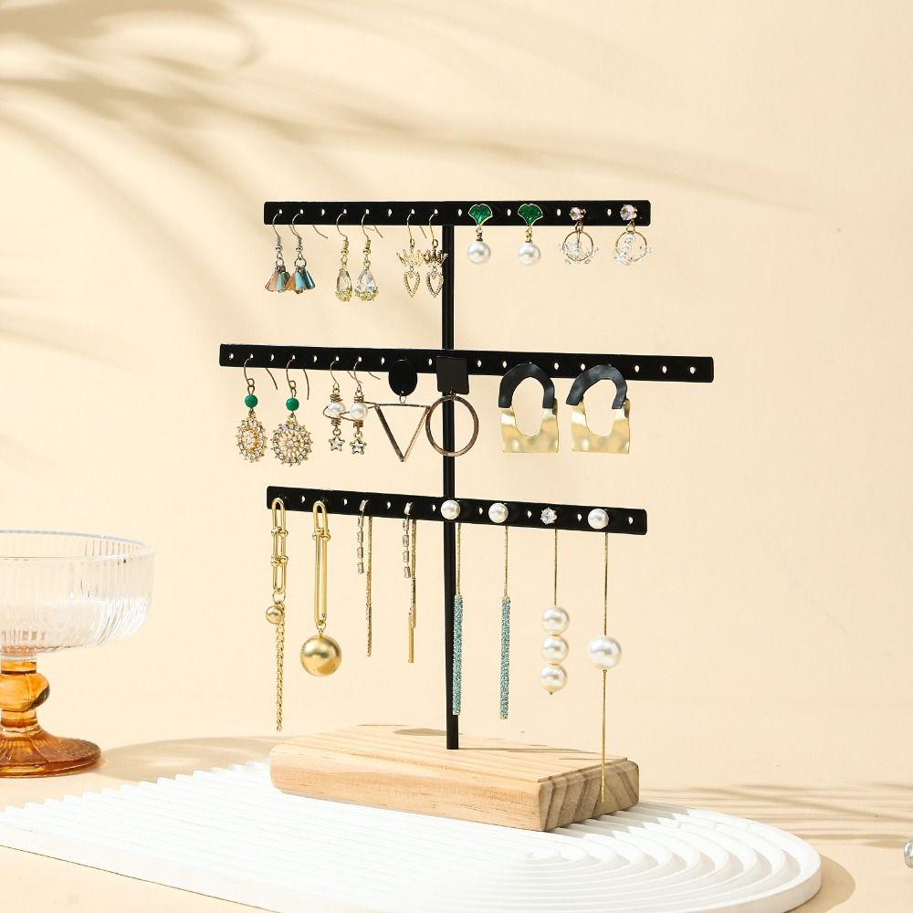 Metal Earrings Display Stand 52 Holes Necklace Bracelet Anklet Stud Holder Desktop