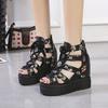 New Luxury Women's 11cm High Heel Sandals Summer Hollow Inner Height Increase Breathable Thick Bottom Slope Heel Fashion Sandals