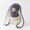 Long Bunny Ears Hat Winter Hand Made Knitted Funny Beanie Cap Thicken Warm Full Face Ski Mask Cover Balaclava For Party