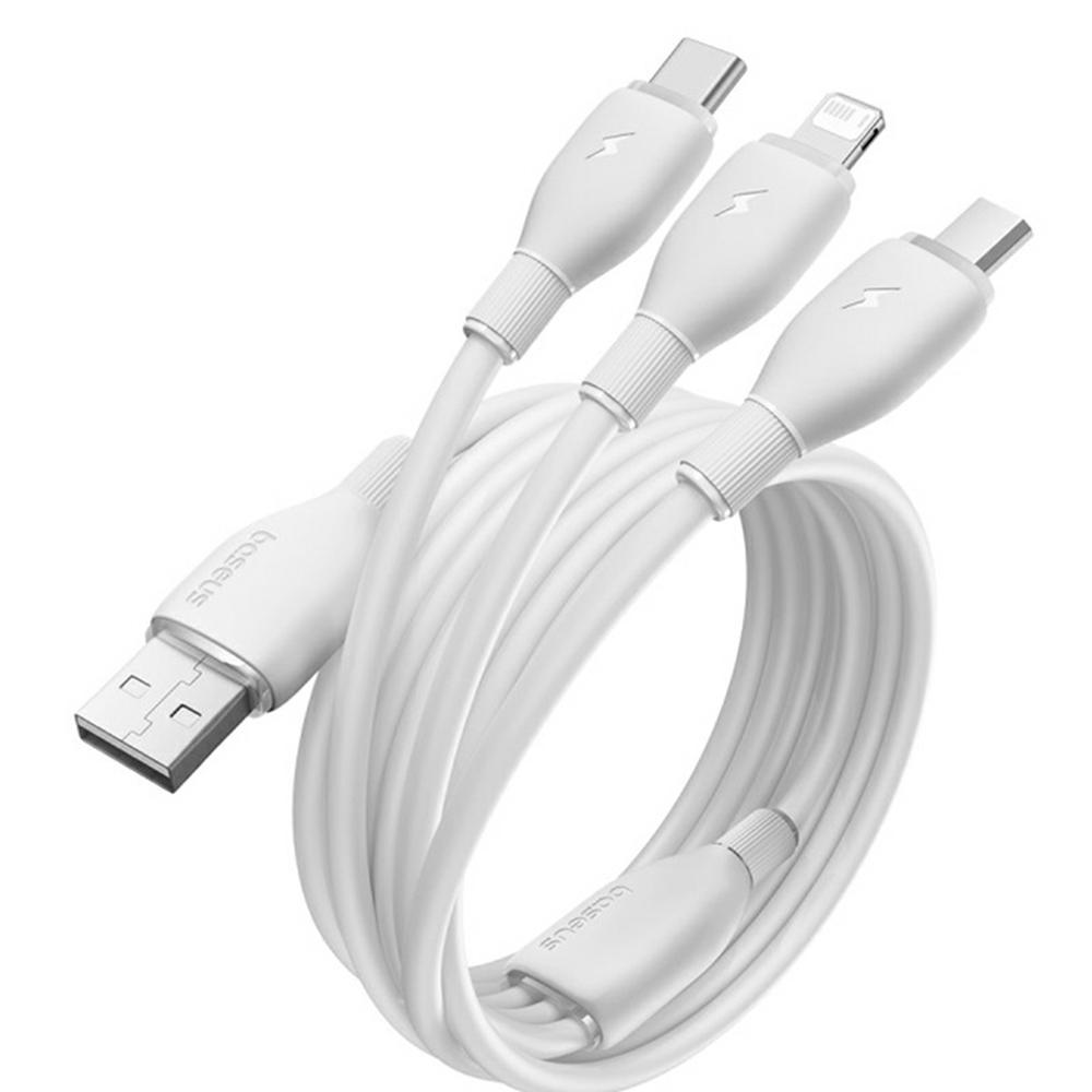 BASEUS Ultra-Fast One-For-Three Fast Charging Cable USB to Micro USB+Lightning+USB-C 3.5A 1.3m