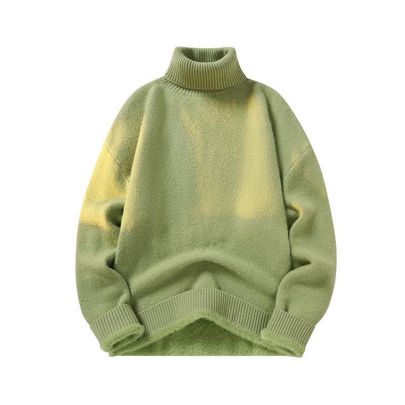 Autumn Men Turtleneck Sweater Winter Men Fleece Pullovers Rollneck Knitted Sweater Men Lazy Style Knitted Jumper Slim Fit Casual Sweater