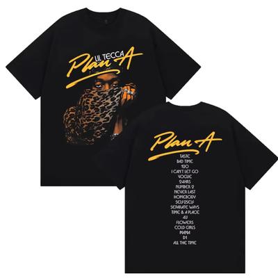 Rapper Lil Tecca Plan A Album 2025 Merch T-shirt Uomo Hip Hop Gotico Maniche Corte Magliette Abbigliamento Largo Magliette Oversize in Cotone