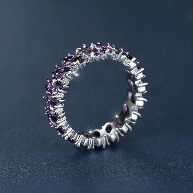 wih spot, platinum K T-ring-shaped royal blue leaf-shaped creative ring. no. 5