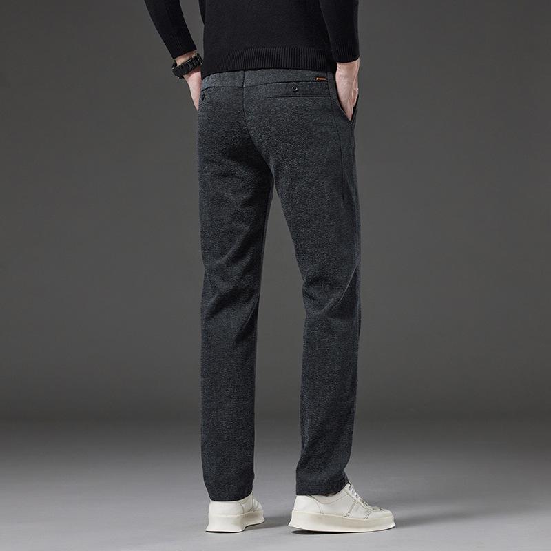 Pantaloni bărbătești de iarnă din lână șenilă elastici business casual - Antirid, fără călcare, calzi, groși și drepți.