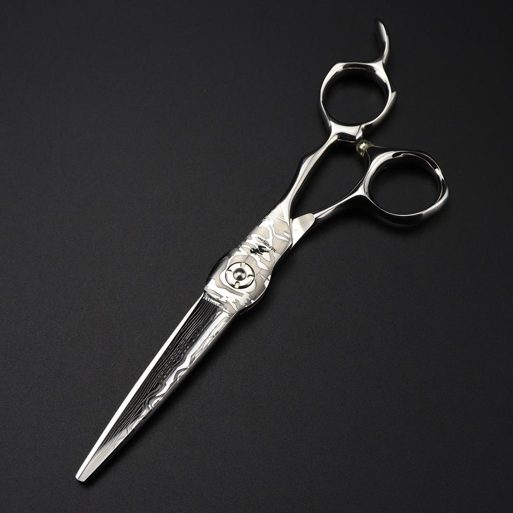 6.0" 440C Damascus Barber & Hairdressing Scissors - Straight Shears for Bangs