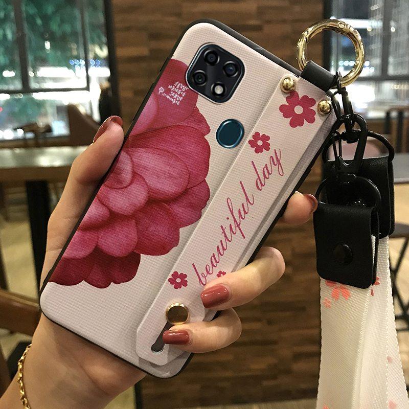 Anti-knock Kickstand Phone Case For ZTE Blade V2020 Vita/Blade20 Smart/10 Smart Protective Flower Ring Back Cover