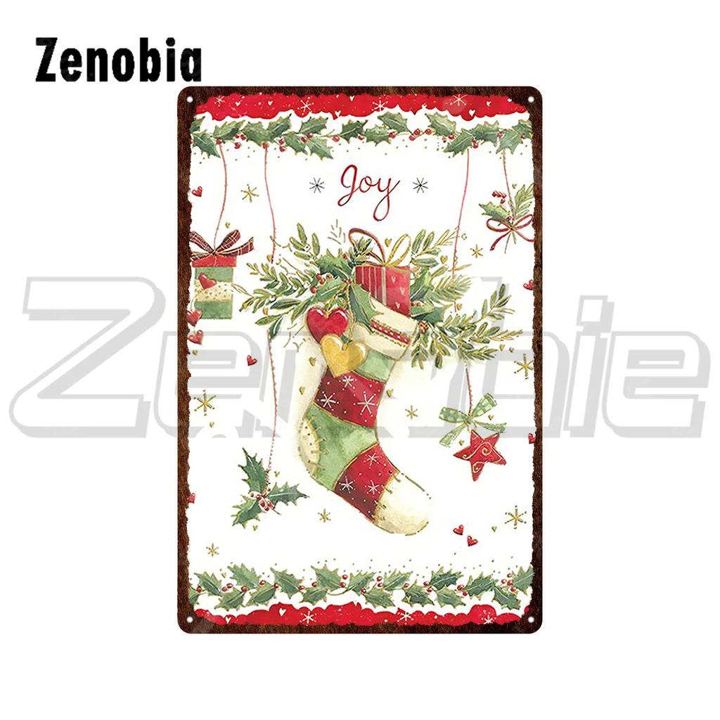 Christmas Metal Sign Santa Claus and Snowman Vintage Tin Sign Metal Plate Holiday Merry Christmas New Year Home Wall Decoration