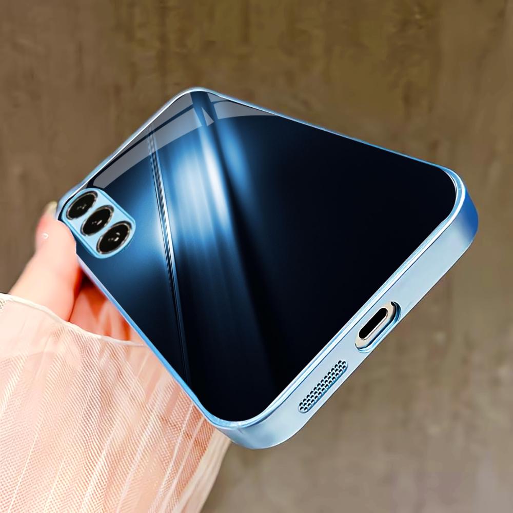 Deep Blue Business style PhoneCase for Samsung Galaxy S26 S25 S24 S23 S22 FE Ultra Plus Built-in glass feel bare machine Men