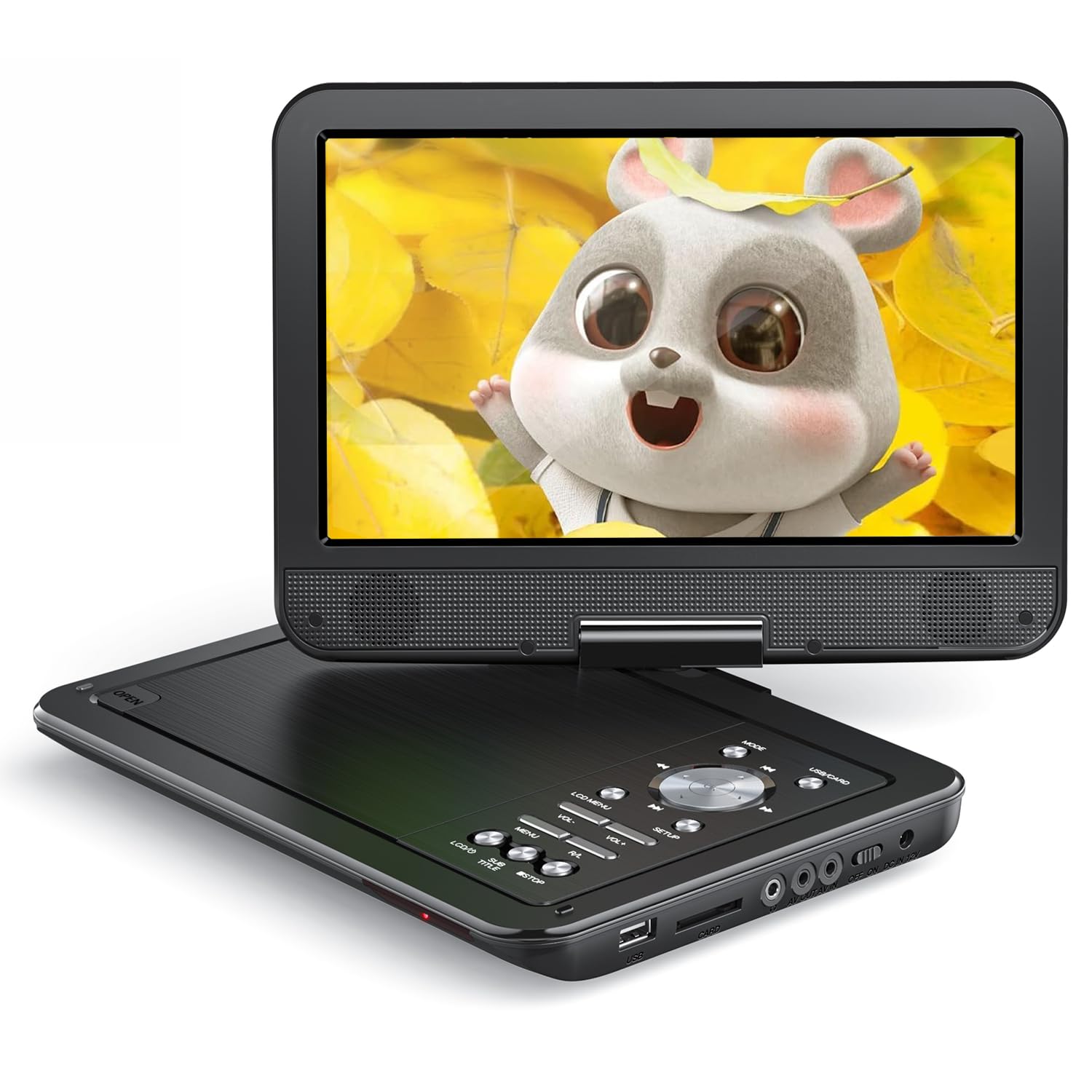 

Портативний DVD-програвач YOTON Оснащений РК-дисплеєм і акумуляторною батареєю, що забезпечує безперервну роботу від 4 до 6 годин. чорний