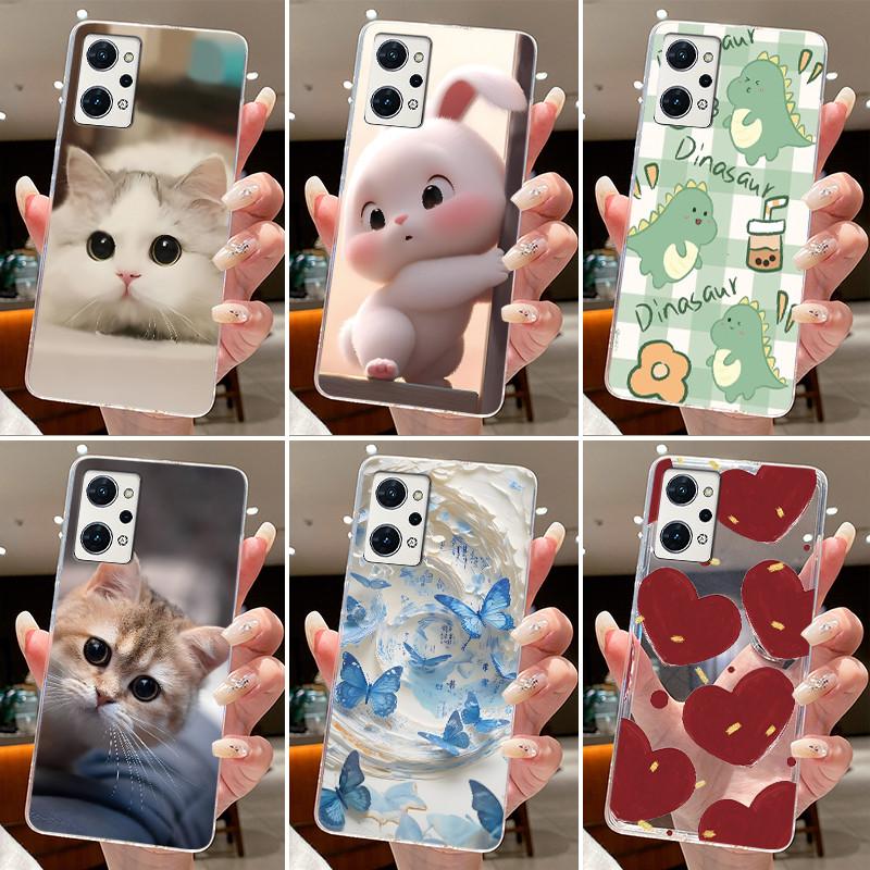 Jelly Casing For OPPO Reno 7A (A201OP) Reno 9A Soft TPU Back Cover For Reno 5A Fundas Clear Silicone Cute Cat Rabbit Phone Case