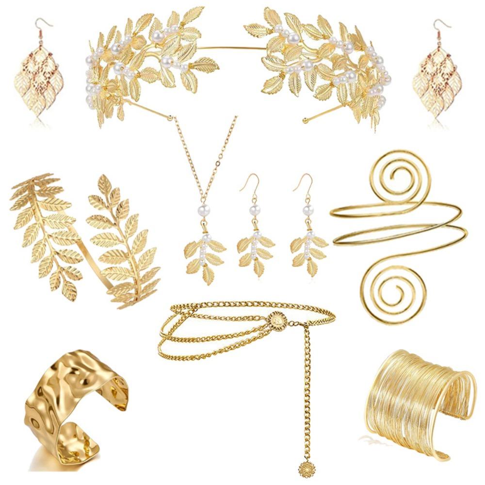 Gold Greek Goddess Hair Jewelry Bridal Earrings Rhinestone Jewelry Set  Hair Accessories