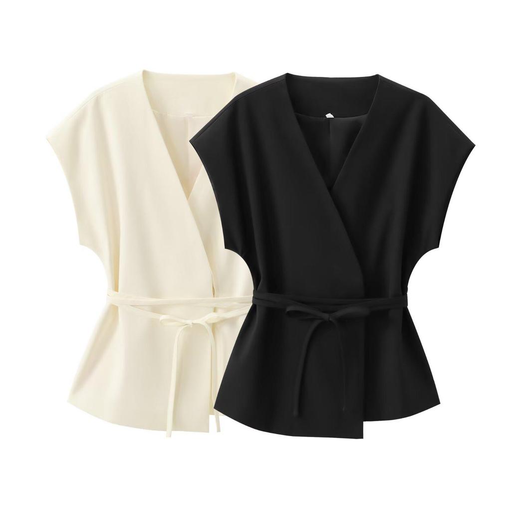 Dámský letní retro kardiganový top a kalhoty se širokými nohavicemi, sada 2025