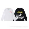 Stu American Style Waffle Print Oversized Long Sleeve Tee Men Winter Casual Wear