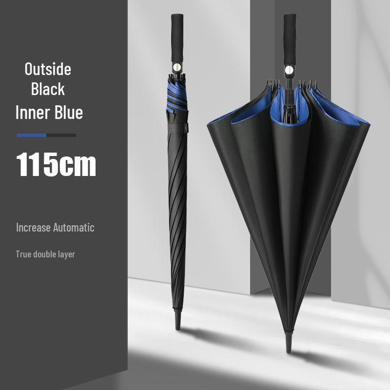 Herren Extra-Großer Doppelschichtiger Regenschirm mit Langem Verstärktem Griff für Zwei oder Drei Personen, Sturmfest und Langlebig.