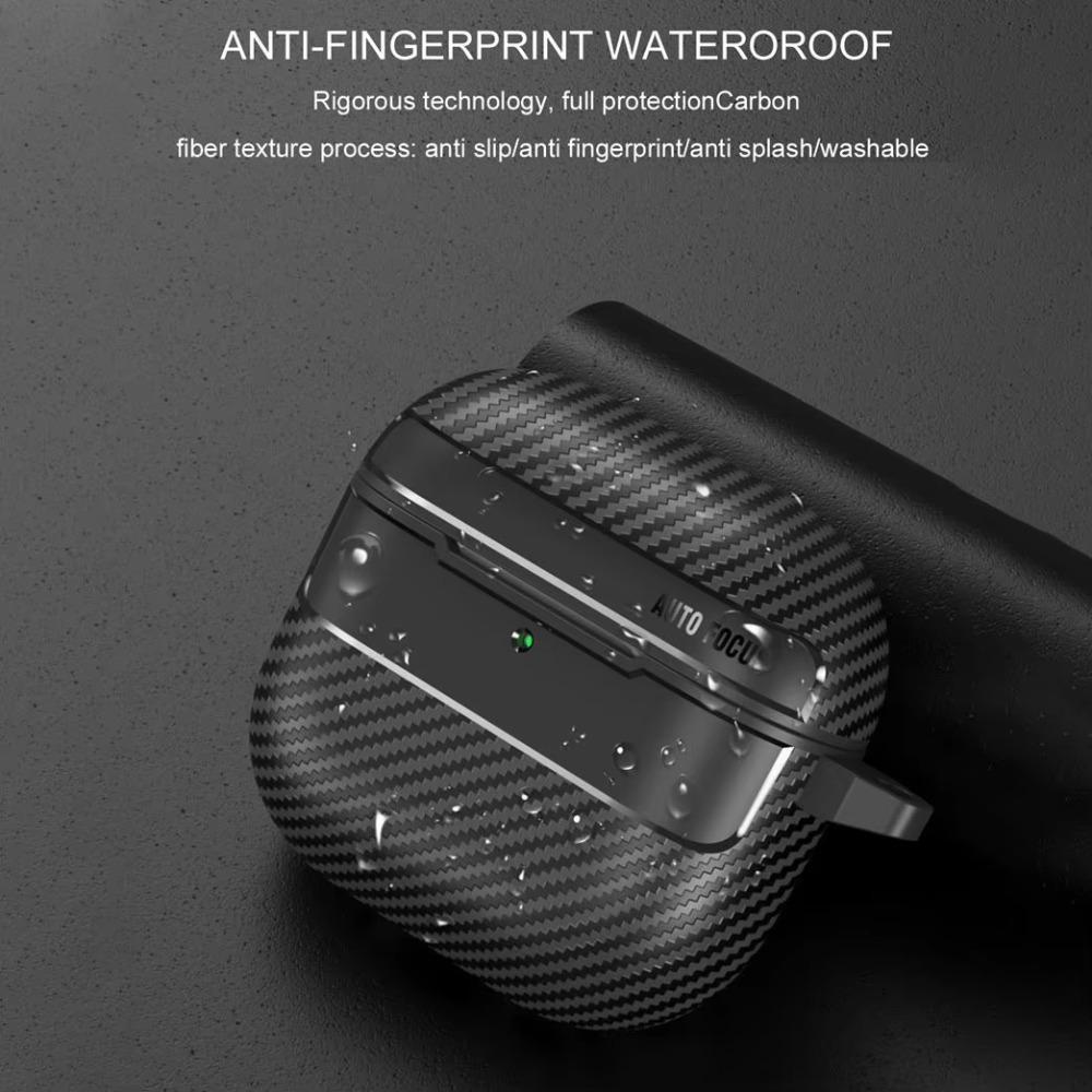 Carbon Fiber Armor Earphone Protective Case For Apple Airpods 4 3 1&2 Pro 2 2nd Gen Anti-Lost Hook Cover for Airpods Pro 3 2025