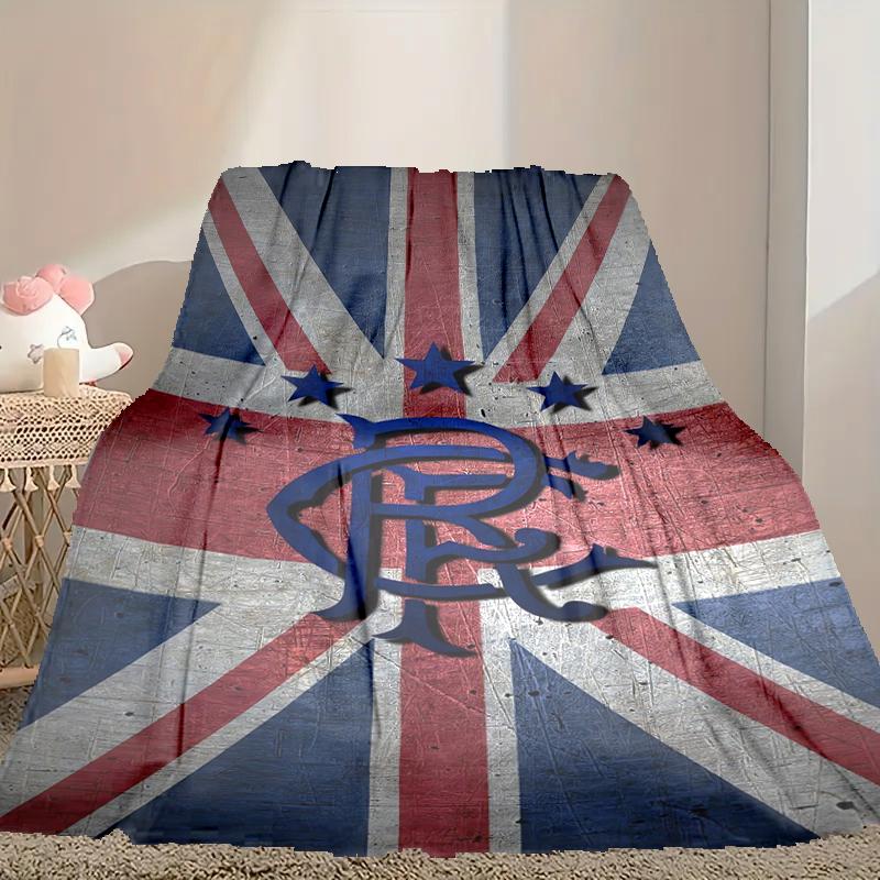 [1pc Rangers FC Blanket] All-Season Blanket - Cozy Blanket for Sofa Couch Home Decoration, Digital Printed Nap Blanket