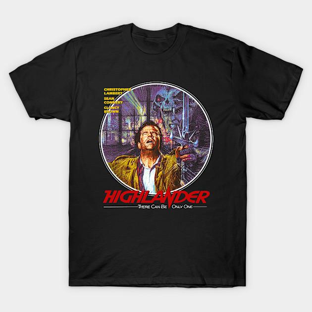 Men Black Print T-shirt Highlander, Christopher Lambert, Cult Classic No-Cut Transfer Paper Print Cotton Tshirt L чёрный