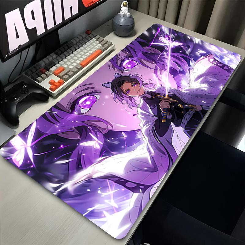 Mouse Pad XXL PC Purple Flower D-demon Slayer Desk Mat New Kochou Shinobu Mousepad Laptop Anime Girl Gamer Cabinet Keyboard Rug