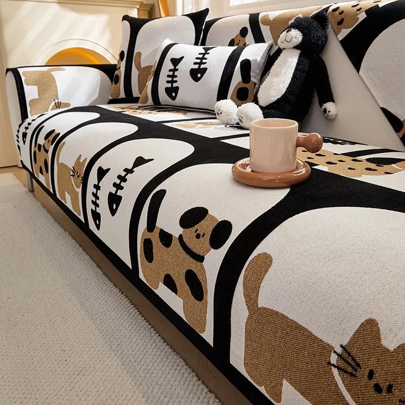 Cartoon Chenille Sofa Cover Cloth Towel  New Four Seasons Universal Sofa Cover Cover a Whole Full Cover Cushion