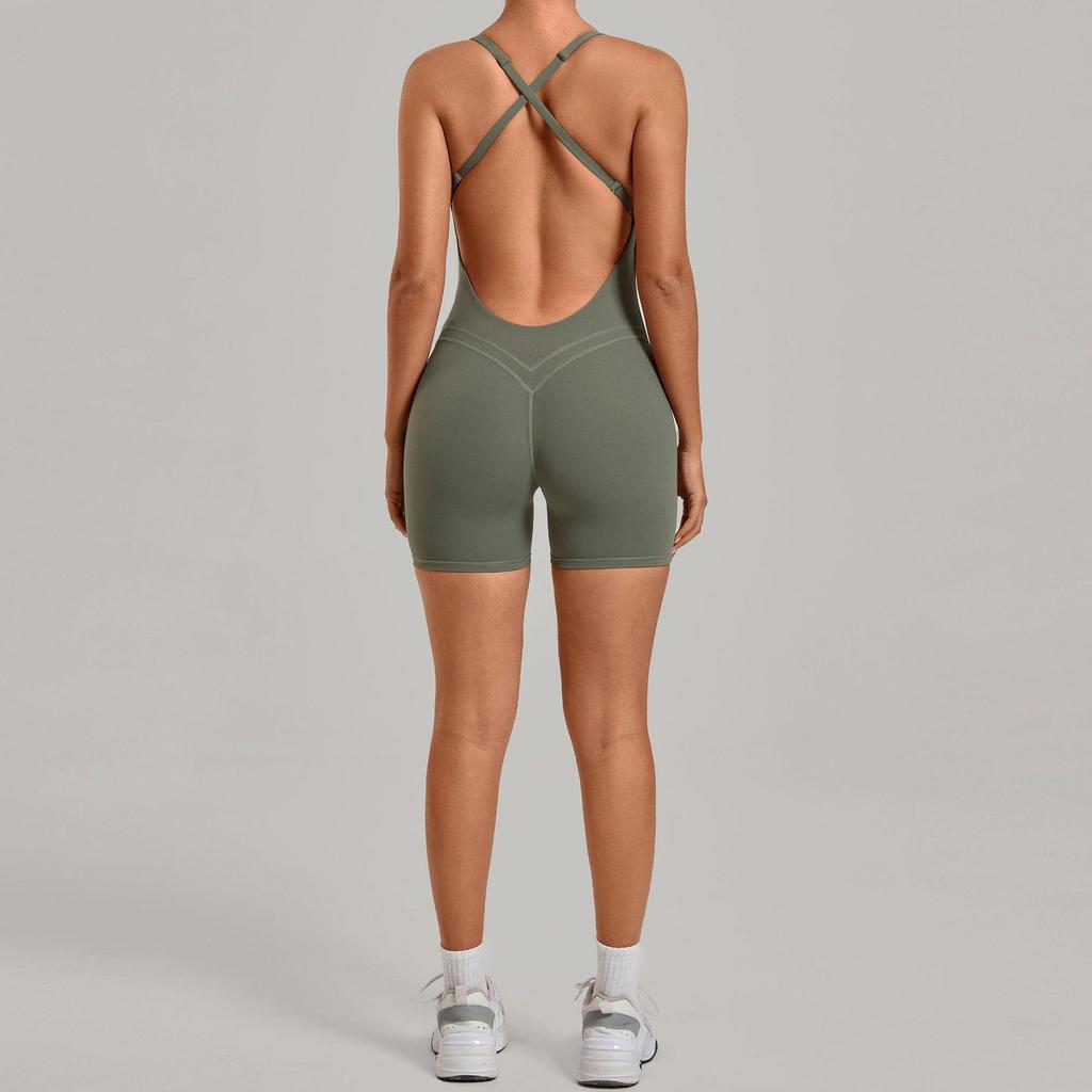 Nouveau Body de Sport Yoga Européen et Américain: Combinaison une pièce à dos croisé, ajustée, pour le fitness et la course à pied