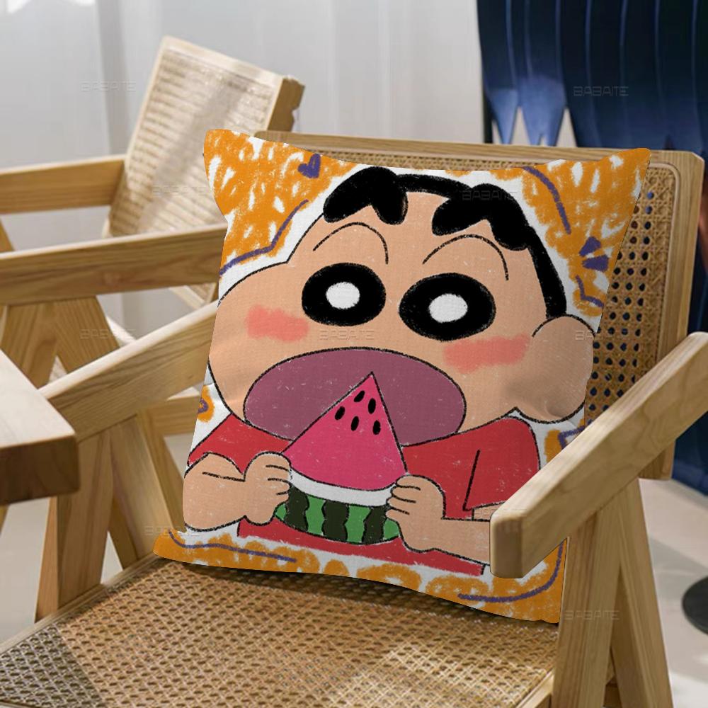 Watercolor Crayon Shin-chan Cushion Cover Car Throw Pillow Case For Sofa Car Christmas Gift 40x40cm 45x45cm