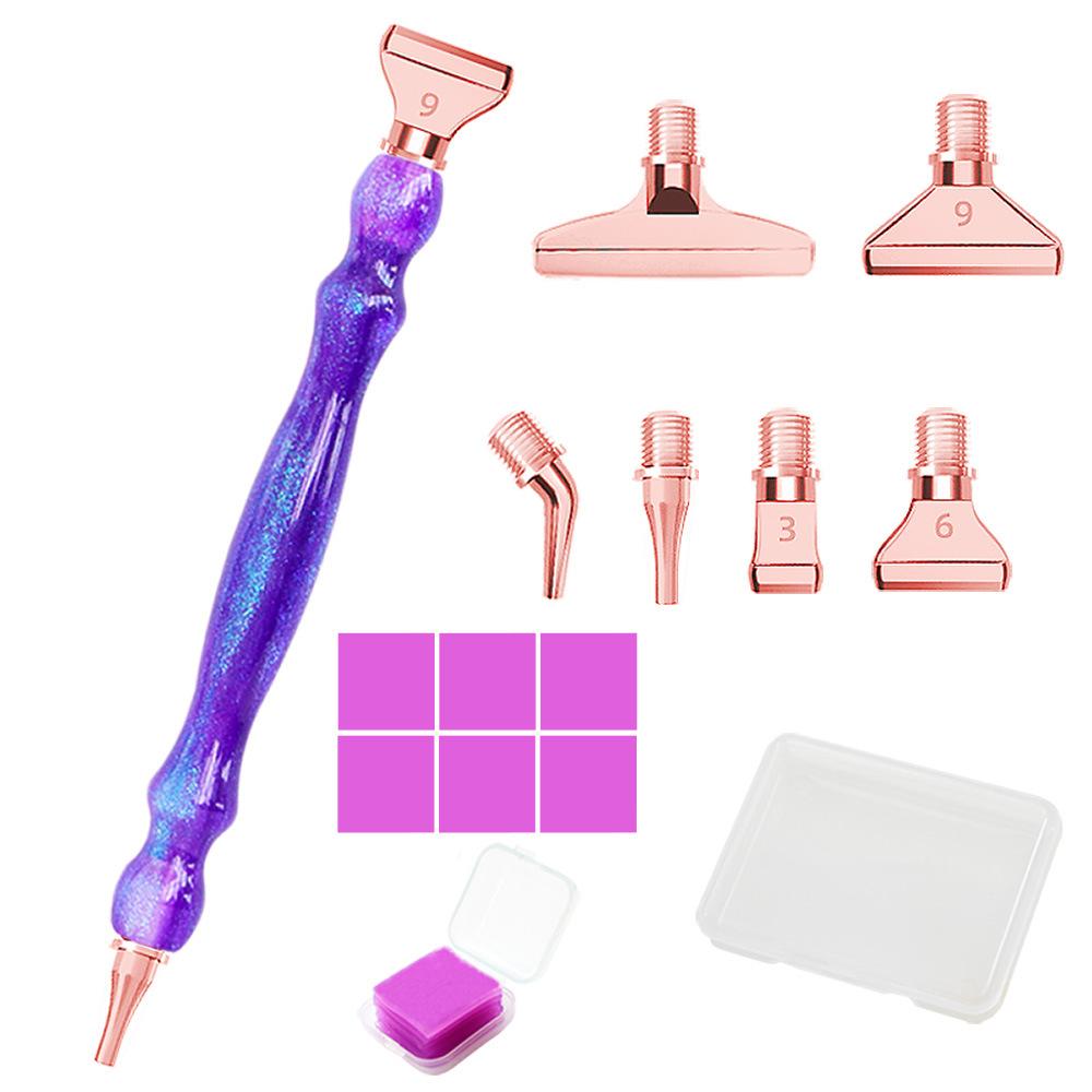 Glitter Resin Diamond Painting Pen Kit with 6 Metal Tips 6 Wax Blocks and Storage Box for 5D Diamond Art Rhinestone Crafts and DIY Projects