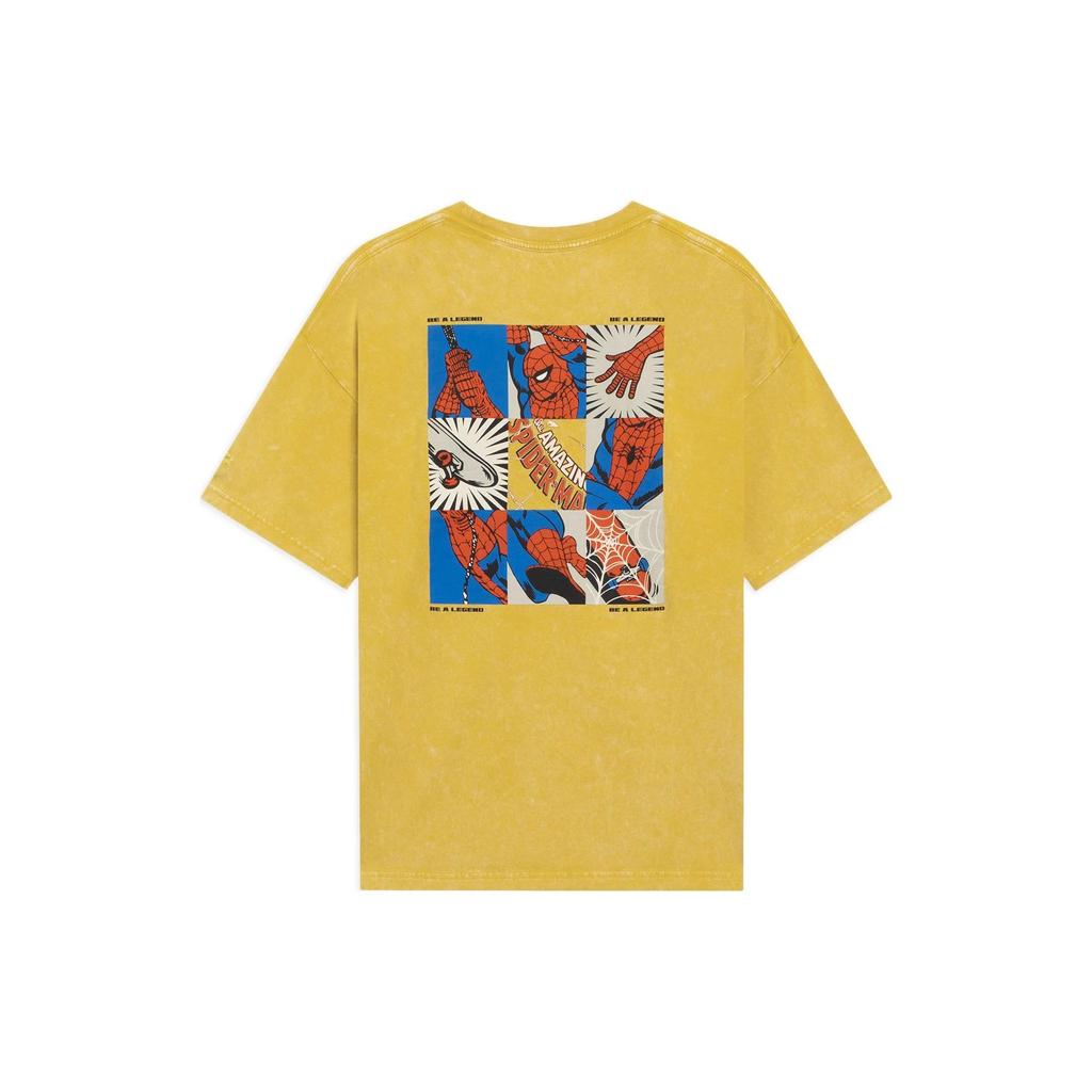 Li-Ning Skateboard Series Cartoon Print Round Neck Letter Loose Short Sleeve T-Shirt Unisex Tops Citrus-Yellow AHSSB93-2