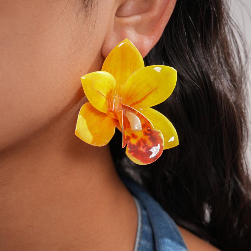 Exaggerated Colorful Large Flower Stud Earrings For Women Boho Petal Earrings Personality Jewelry Accessories Gifts